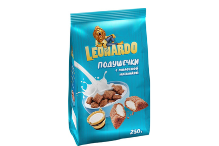 Готовый завтрак «Подушечки с молочной начинкой» «Leonardo», 250 г Готовый завтрак «Подушечки с молочной начинкой» «Leonardo», 250 г