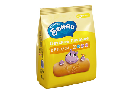 Детское печенье с бананом «Бегемотик Бонди», 180 г