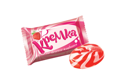 Карамель «Кремка» со вкусом клубники и сливок (упаковка 1 кг)
