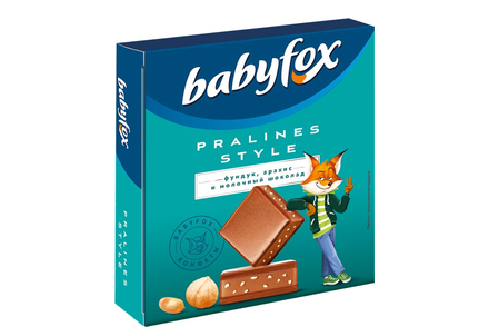 Шоколадные конфеты  Pralines Style фундук, арахис и молочный шоколад «BabyFox», 90 г