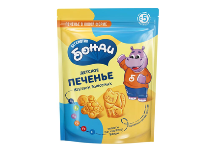 Детское печенье «Изучаем животных» «Бегемотик Бонди», 80 г