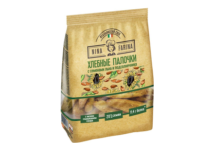 Хлебные палочки с семенами льна и подсолнечника «Nina Farina», 160 г