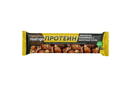 Батончик Protein, миндаль с карамелью и морской солью «Nut&Go», 40 г