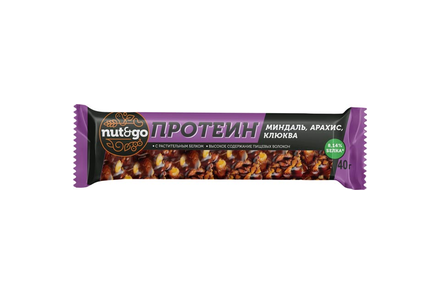 Батончик Protein миндаль, арахис, клюква «Nut&Go», 36 г