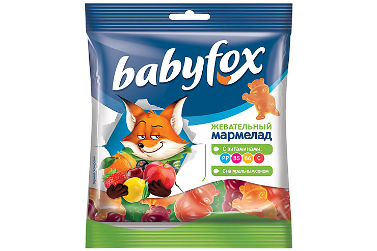 Мармелад жевательный с соком ягод и фруктов «BabyFox», 70 г