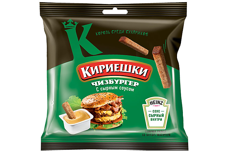 Сухарики ржаные со вкусом чизбургера и с сырным соусом «Кириешки», 85 г