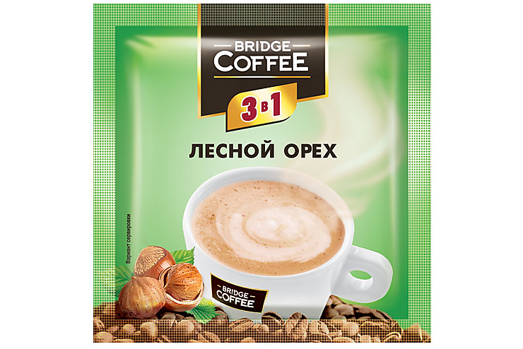 Напиток кофейный 3 в 1 с ароматом лесного ореха «Bridge Coffee», 20 г