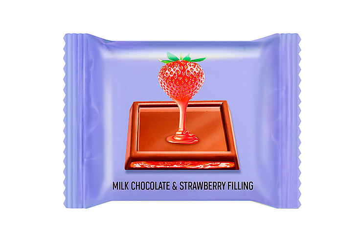 Молочный шоколад с желейной клубничной начинкой Milk & Strawberry filling «O'Zera» (коробка 1,2 кг)
