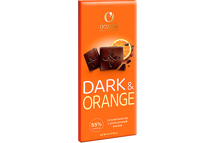 Шоколад горький с апельсиновым маслом Dark&Orange «O'Zera», 90 г