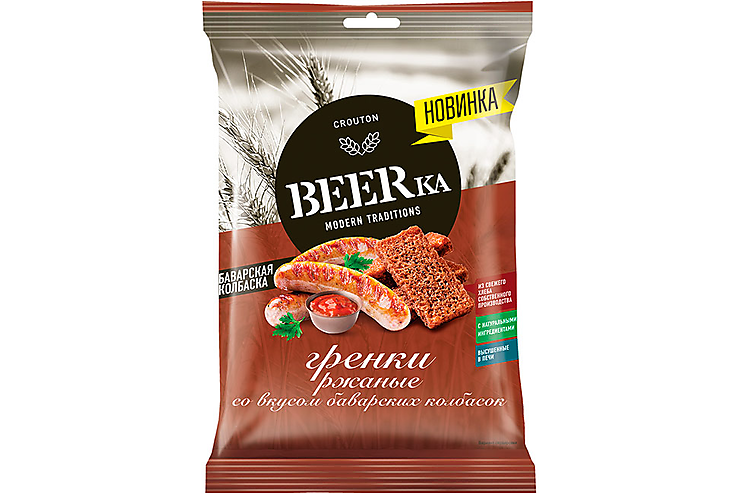 Гренки со вкусом баварских колбасок «Beerka», 60 г