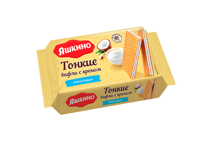Вафли тонкие с кокосовым кремом «Яшкино», 144 г