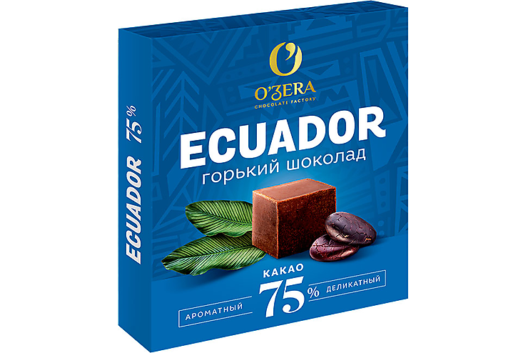 Шоколад Ecuador, содержание какао 75% «O'Zera», 90 г