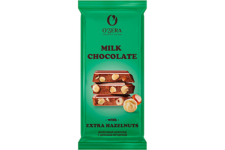 Шоколад молочный с цельным фундуком  Milk & Extra Hazelnut «O'Zera», 90 г
