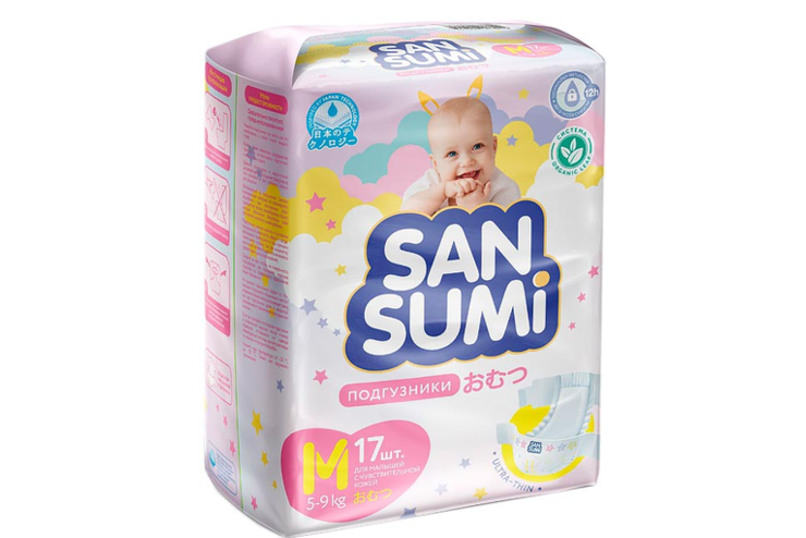 Подгузники, размер M (5-9 kg) «Sansumi», 520 г