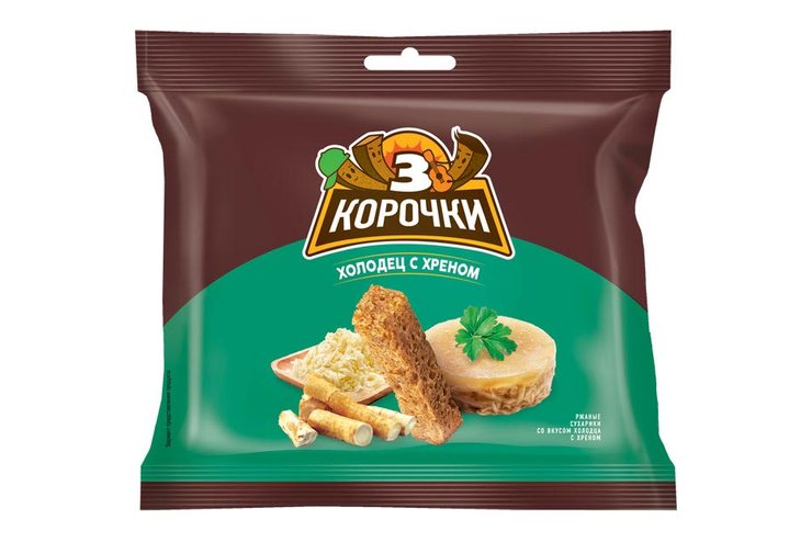 Сухарики со вкусом холодца с хреном «3 Корочки», 100 г