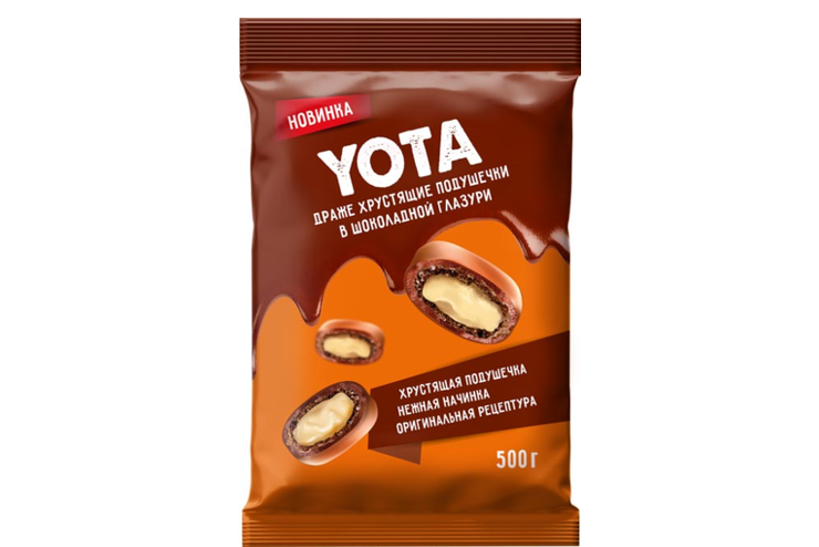 Драже хрустящие подушечки с молочной начинкой в шоколадной глазури «Yota» (упаковка 0,5 кг)