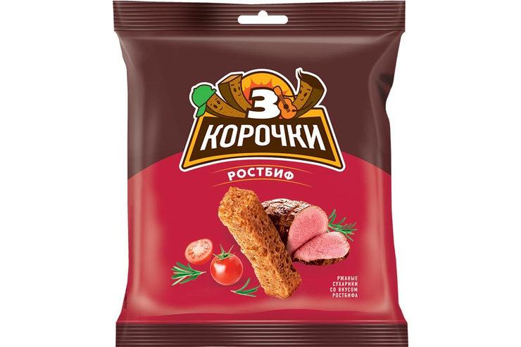 «3 Корочки», сухарики ржаные со вкусом ростбифа, 40 г – купить по ...