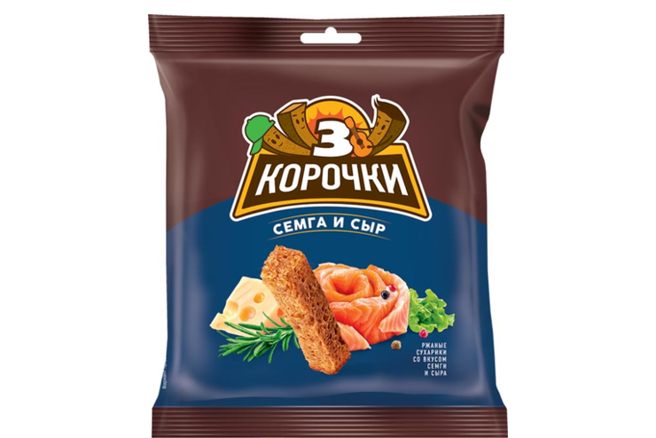 Сухарики со вкусом сёмги с сыром «3 Корочки», 40 г