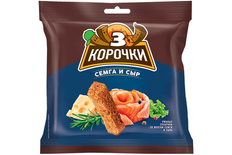 Сухарики со вкусом сёмги с сыром «3 Корочки», 100 г Сухарики со вкусом сёмги с сыром «3 Корочки», 100 г