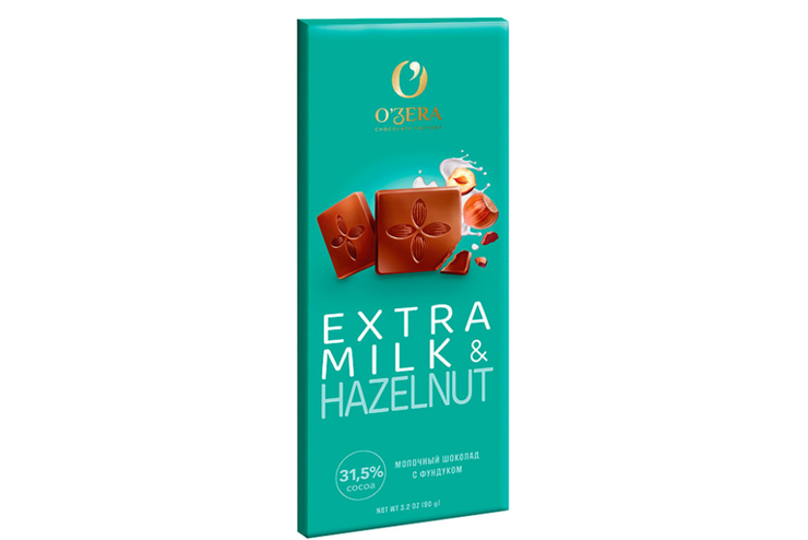 Шоколад молочный Extra milk & Hazelnut «O'Zera», 90 г