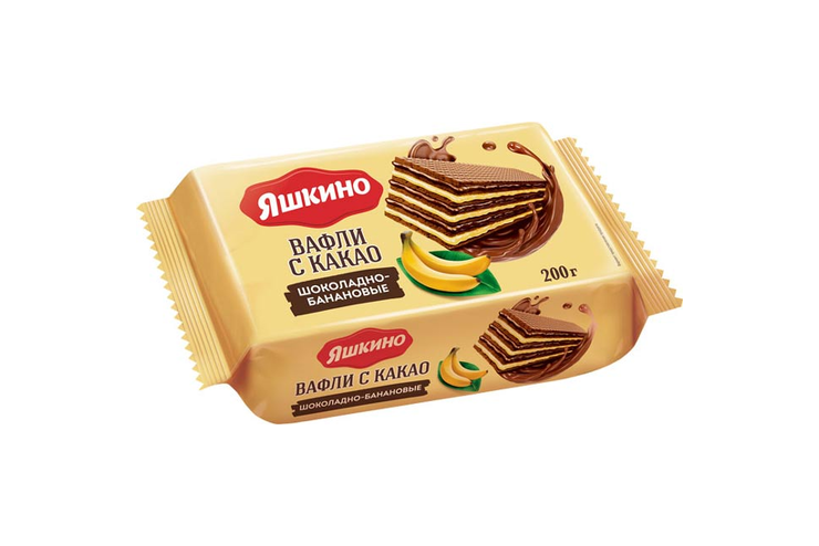 Вафли с какао, шоколадно-банановые «Яшкино», 200 г