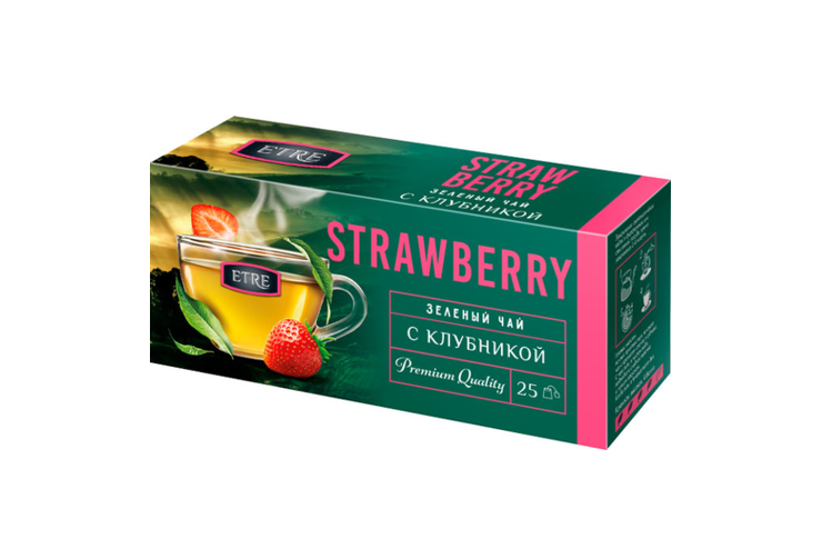 Чай Strawberry зеленый с клубникой, 25 пакетиков «ETRE», 50 г