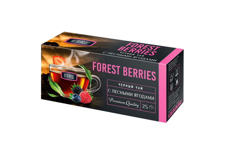 Чай чёрный с лесными ягодами, 25 пакетиков «ETRE», 50 г