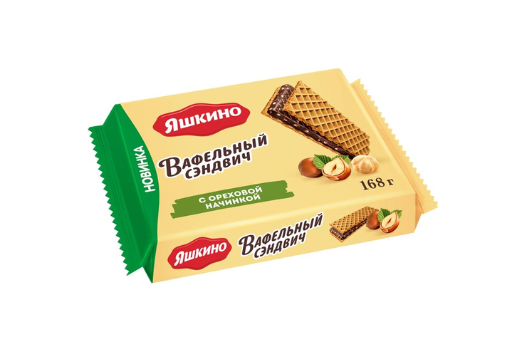 Вафельный сэндвич с ореховой начинкой «Яшкино», 168 г