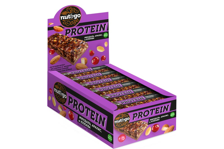 Батончик Protein миндаль, арахис, клюква «Nut&Go», 36 г