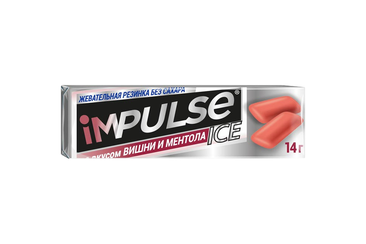 Жевательная резинка со вкусом вишни и ментола «Impulse ICE», 14 г Жевательная резинка со вкусом вишни и ментола «Impulse ICE», 14 г
