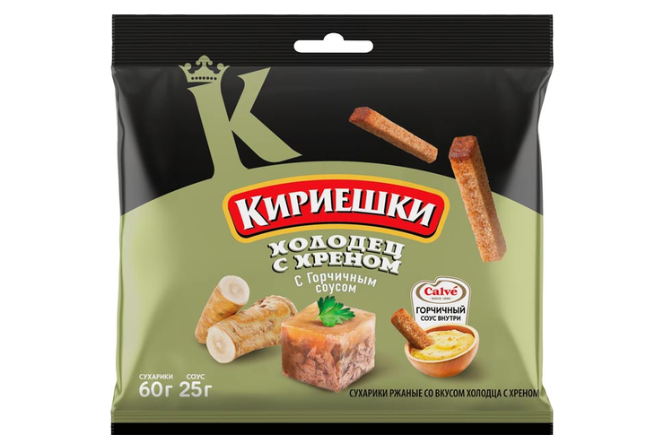 Сухарики со вкусом холодца с хреном и горчичным соусом «Calve» «Кириешки», 85 г