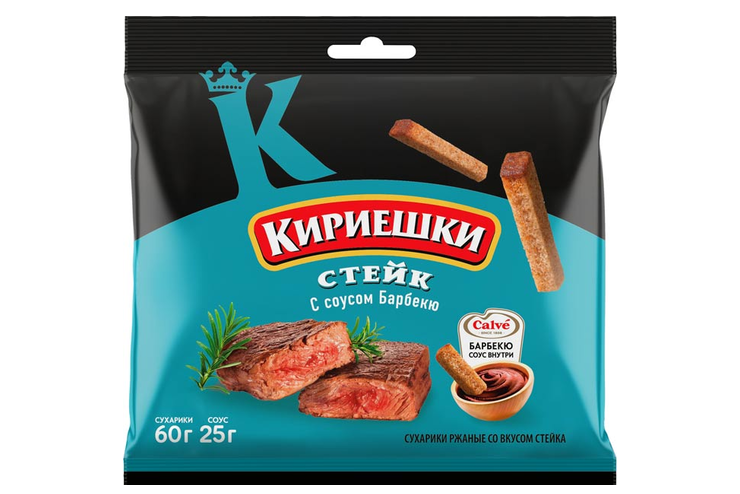 Сухарики со вкусом стейка и соусом барбекю «Calve» «Кириешки», 85 г