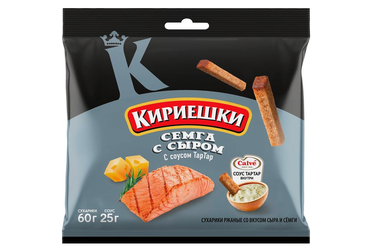 Сухарики со вкусом семги с сыром и соусом тар-тар «Calve» «Кириешки», 85 г