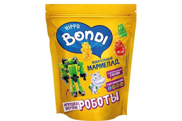 Мармелад жевательный с игрушкой «Роботы» «HIPPO BONDI & FRIENDS», 100 г