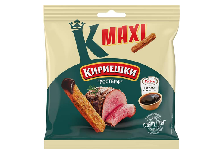 Сухарики со вкусом «Ростбиф» и с соусом терияки «Calve» «Кириешки Maxi», 75 г Сухарики со вкусом «Ростбиф» и с соусом терияки «Calve» «Кириешки Maxi», 75 г