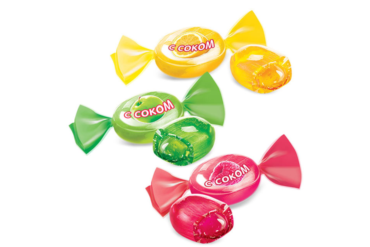 Карамель с соком малины, яблока и лимона (упаковка 1 кг)