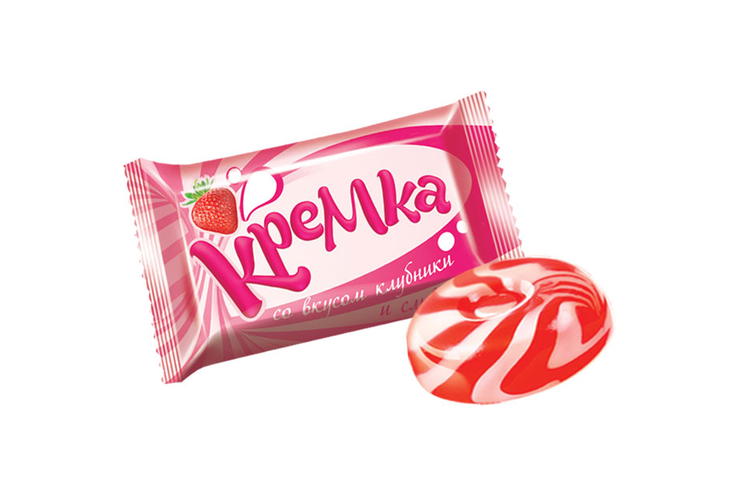 Карамель «Кремка» со вкусом клубники и сливок (упаковка 1 кг)