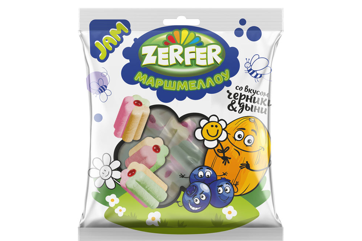 Маршмеллоу Jam со вкусом черники & дыни «Zerfer», 90 г