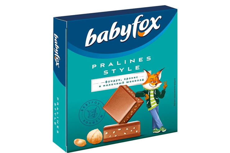 Шоколадные конфеты  Pralines Style фундук, арахис и молочный шоколад «BabyFox», 90 г