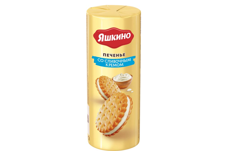 Печенье-сэндвич со сливочным кремом, затяжное «Яшкино», 190 г Печенье-сэндвич со сливочным кремом, затяжное «Яшкино», 190 г