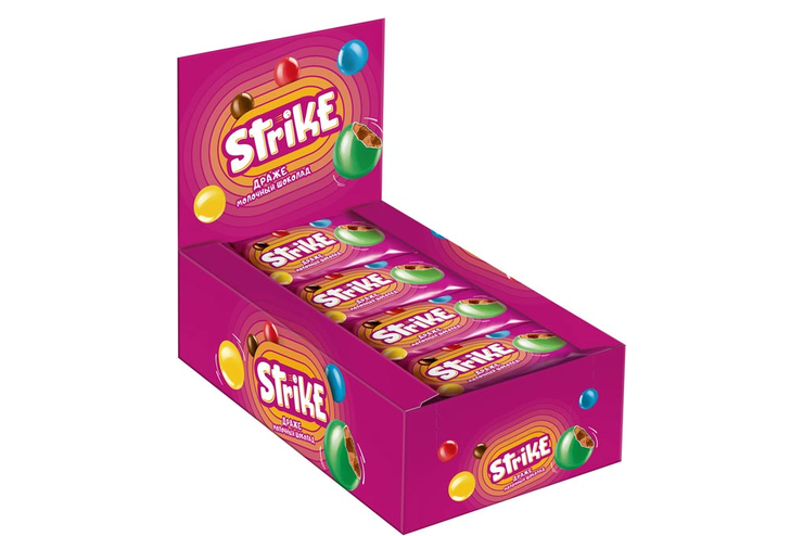 Драже молочный шоколад в цветной глазури «Strike», 40 г