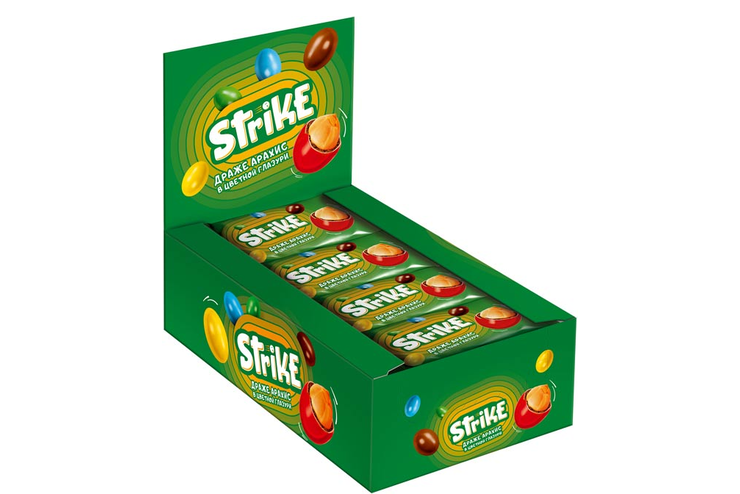 Драже арахис в молочно-шоколадной и сахарной глазури «Strike», 40 г