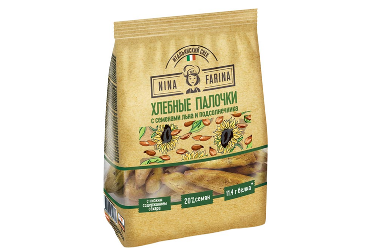 Хлебные палочки с семенами льна и подсолнечника «Nina Farina», 160 г Хлебные палочки с семенами льна и подсолнечника «Nina Farina», 160 г