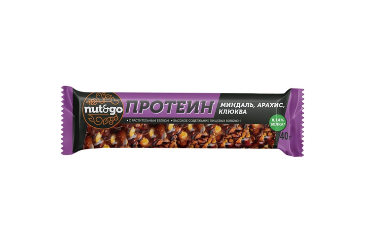 Батончик Protein миндаль, арахис, клюква «Nut&Go», 36 г