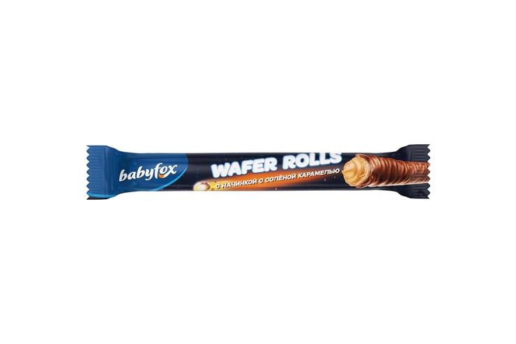 Конфеты Wafer Rolls с начинкой с солёной карамелью «BabyFox» (коробка 1,5 кг) Конфеты Wafer Rolls с начинкой с солёной карамелью «BabyFox» (коробка 1,5 кг)