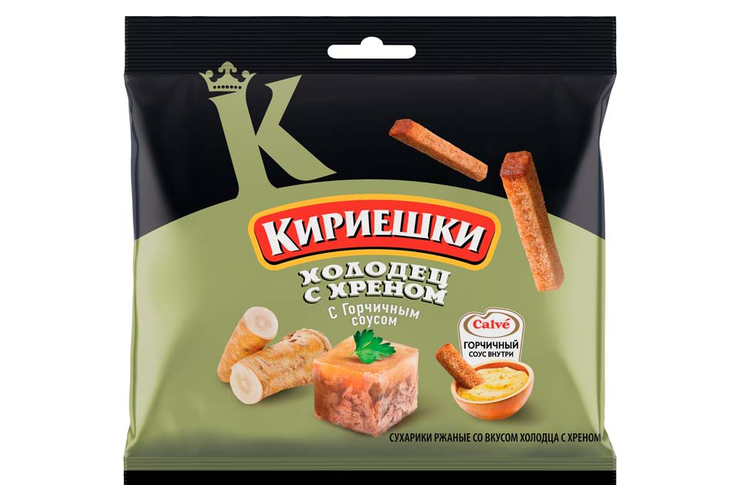 Сухарики со вкусом холодца с хреном и горчичным соусом «Calve» «Кириешки», 85 г