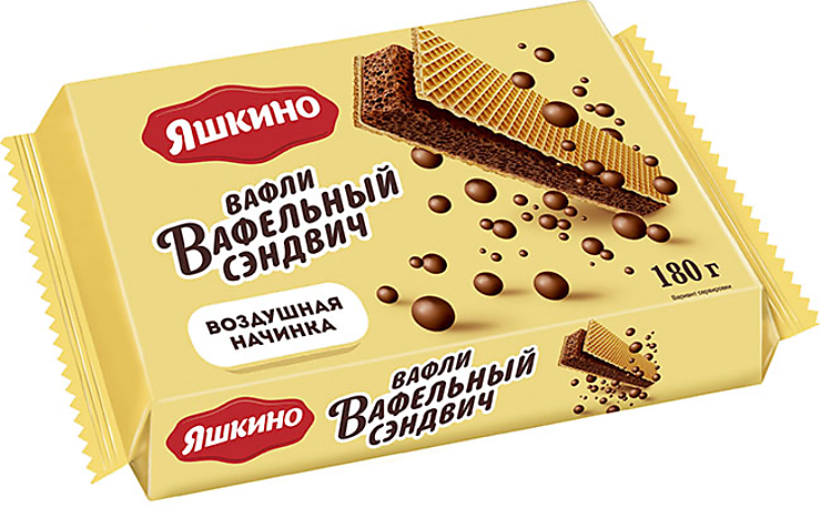 «Яшкино», вафельный сэндвич с шоколадной начинкой, 180 г – купить по ...