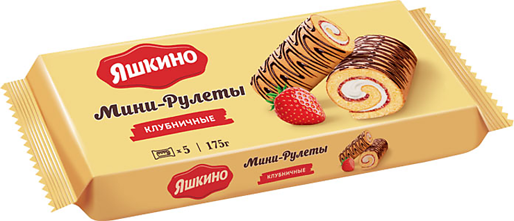 «Яшкино», мини-рулет бисквитный «Клубничный», 175 г – купить по ...