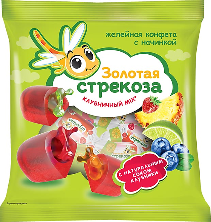 Конфеты желейные «Золотая стрекоза» Клубничный mix, (упаковка 0,5 кг ...