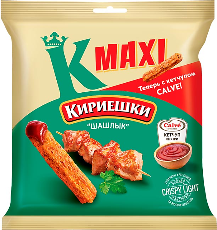 «Кириешки Maxi», сухарики со вкусом «Шашлык» и с кетчупом «Calve», 75 г ...
